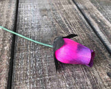 Hot Pink & Purple Wooden Rosebud (price per stem)