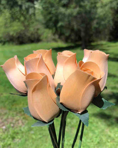 Peach Wooden Rosebud (price per stem)