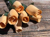 Peach Wooden Rosebud (price per stem)