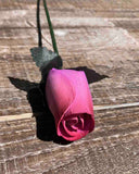 Lavender & Red Wooden Rosebud (price per stem)