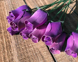 Dark Purple Wooden Rosebud (price per stem)