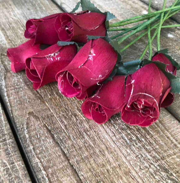 Dark Burgundy Wooden Rosebud (price per stem)