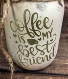 Painted Best Friend Coffee Pint Votive Jar (Tea light not included)