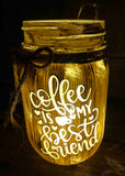 Painted Best Friend Coffee Pint Votive Jar (Tea light not included)