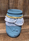 Painted Lace & Pearl Pint Jar