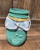 Painted Lace & Pearl Pint Jar