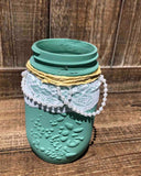 Painted Lace & Pearl Pint Jar