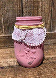 Painted Lace & Pearl Pint Jar