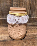 Painted Lace & Pearl Pint Jar