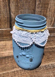 Painted Lace & Pearl Quart Jar