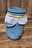 Painted Lace & Pearl Quart Jar