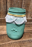 Painted Lace & Pearl Quart Jar