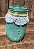 Painted Lace & Pearl Quart Jar