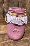 Painted Lace & Pearl Quart Jar