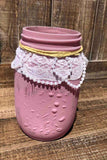 Painted Lace & Pearl Quart Jar