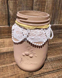 Painted Lace & Pearl Quart Jar