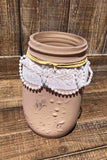 Painted Lace & Pearl Quart Jar