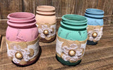 Painted Burlap Flower Pint Jar