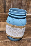 Painted Burlap Flower Pint Jar