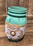 Painted Burlap Flower Pint Jar