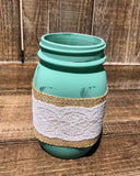 Painted Burlap Flower Pint Jar