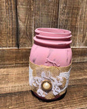 Painted Burlap Flower Pint Jar