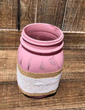 Painted Burlap Flower Pint Jar