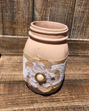 Painted Burlap Flower Pint Jar