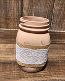 Painted Burlap Flower Pint Jar