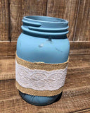 Painted Burlap Flower Quart Jar