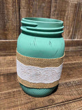 Painted Burlap Flower Quart Jar