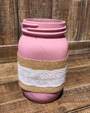 Painted Burlap Flower Quart Jar