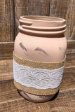 Painted Burlap Flower Quart Jar