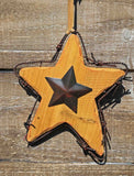 Wood Barbed Wire Star Ornament