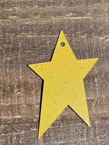 Yellow Painted Tin Primitive Star - 3 Sizes