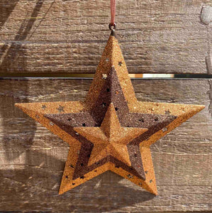 Stacked Distressed Glitter Star Ornament