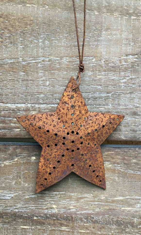 Rusty Metal Christmas Light Cover Star Ornament