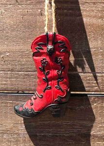 Red & Black Cowboy Boot Ornament