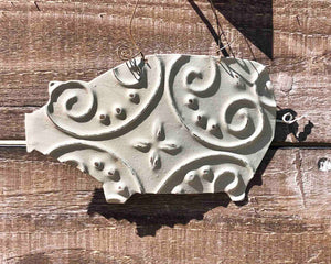 Large Metal Distressed Pig Ornament