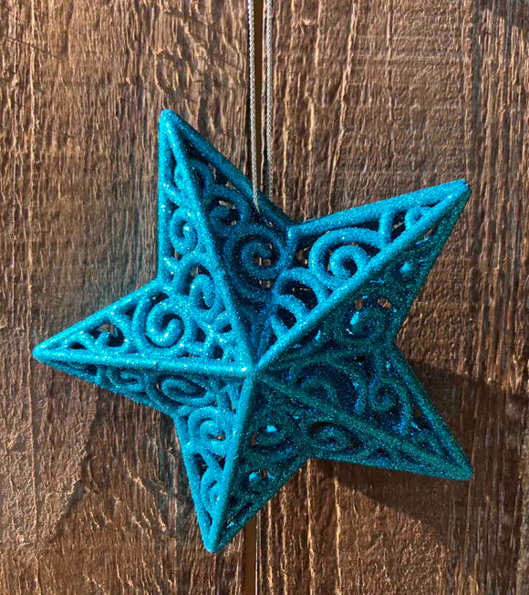 Glitter Filigree Star Ornament - 2 Colors