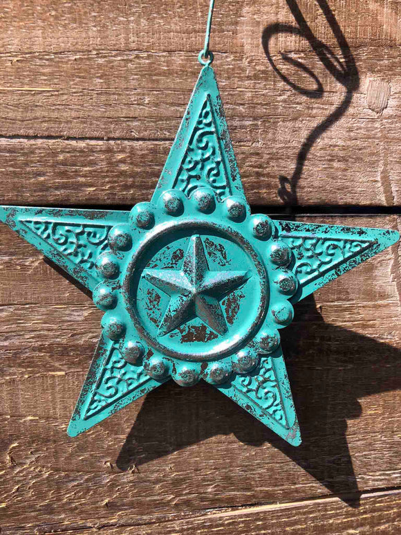 Turquoise Metal Star Ornament