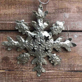 Large 2 Sided Embossed Metal Snowflake Ornament - 3 Styles