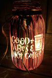 Painted Coffee Good Vibes Quart Votive Jar (Tea light not included)