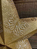 14" Glittered Metal Star With Snowflakes