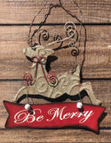 Embossed Reindeer Christmas Sign