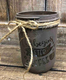 Painted Life Begins After Coffee Pint Votive Jar (Tea light not included)