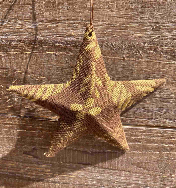 Vintage Fabric & Metal Star Ornament - 2 Colors