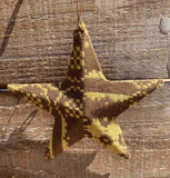 Vintage Fabric & Metal Star Ornament - 2 Colors