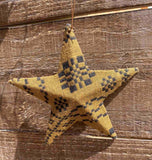 Vintage Fabric & Metal Star Ornament - 3 Colors