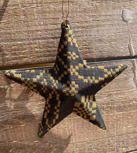 Vintage Fabric & Metal Star Ornament - 3 Colors